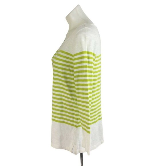Joie Green White Striped Cotton Long Sleeve Knit Top Womens Size Small - Picture 7 of 9